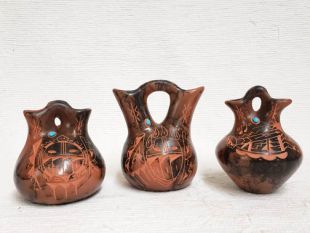 Native American Made Ceramic Horsehair Wedding Vase--Small