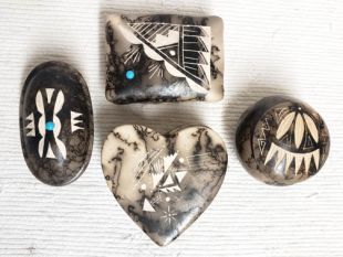 Native American Made Ceramic Horsehair Small Jewelry Boxes
