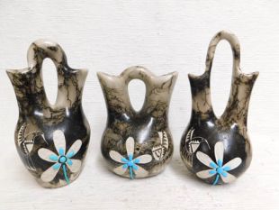 Native American Made Ceramic Horsehair Wedding Vase Pottery with Turquoise