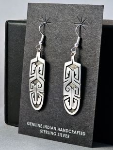 Native American Hopi Made Earrings with Water Symbols