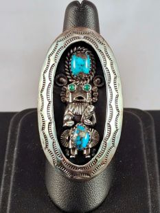 Native American Navajo Made Ring with Turquoise--Vintage