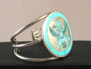 Native American Zuni Made Cuff Bracelet with Turquoise