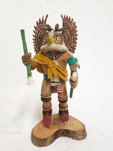 Native American Hopi Carved Owl Warrior Katsina Doll