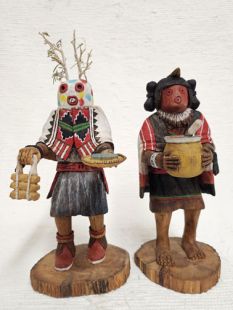 Native American Hopi Carved Maasaw and Maasaw Mana Death Katsina Dolls--Buy Both and SAVE