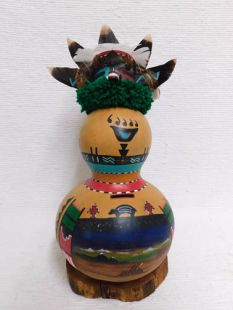 Native American Hopi Carved Badger Gourd Bank