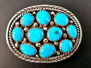 Native American Navajo Made Buckle with Turquoise