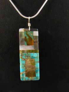 Native American Santo Domingo Made Pendant--Reversible Inlaid Multistone