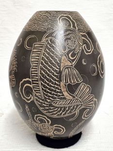 Mata Ortiz Handbuilt and Handpainted Pot with Fish