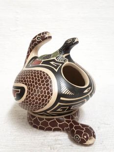 Mata Ortiz Handbuilt Pot with Snake and Lizard