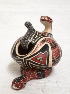 Mata Ortiz Handbuilt Pot with Snake and Lizard