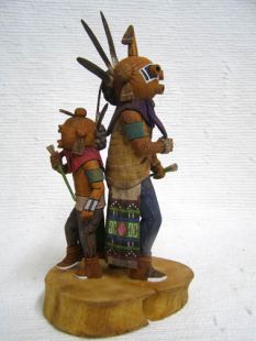 Native American Hopi Carved Mudhead Warrior Katsina Dolls