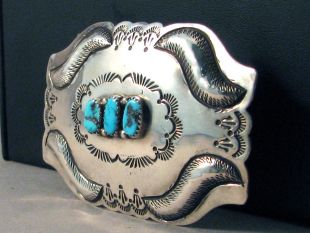 Vintage Native American Navajo Made Buckle with Turquoise