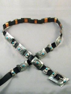 Vintage Native American Navajo Made Concha Belt with Turquoise