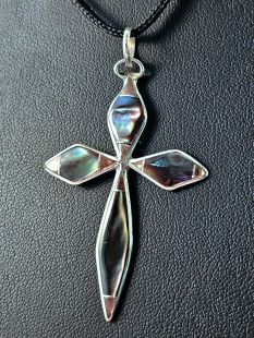 Native American Zuni Made Cross with Shell