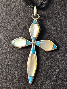 Native American Zuni Made Cross with Shell