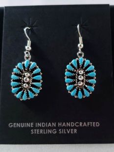 Native American Navajo Made Blossom Earrings with Turquoise