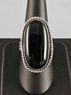 Native American Navajo Made Onyx Ring--Vintage