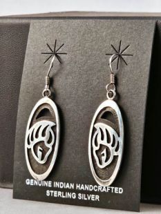 Native American Hopi Made Earrings with Bear Paw