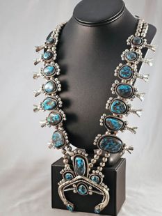 Native American Navajo Made Squash Blossom Necklace--Vintage 