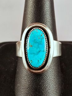 Native American Navajo Made Ring with Turquoise 