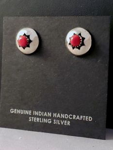 Vintage Native American Navajo Made Earrings with Coral