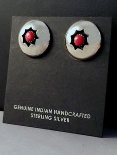 Vintage Native American Navajo Made Earrings with Coral