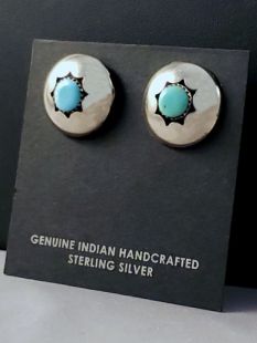 Vintage Native American Navajo Made Earrings with Turquoise