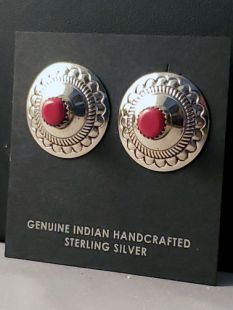 Vintage Native American Navajo Made Earrings with Coral