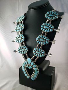 Vintage Native American Navajo Made Squash Blossom Necklace 