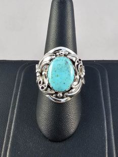 Native American Navajo Made Ring with Turquoise 