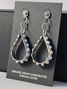 Native American Navajo Made Earrings with Turquoise 