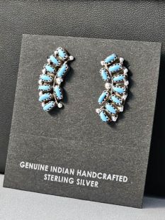 Native American Navajo Made Earrings with Turquoise