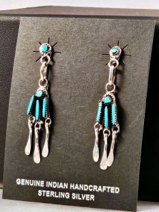 Native American Zuni Made Earrings with Turquoise 
