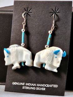 Zuni Carved Buffalo Fetish Earrings