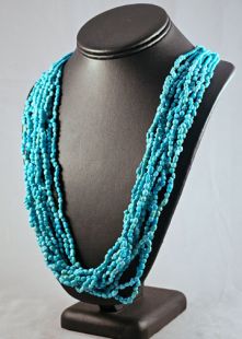 Native American Navajo Made Multistrand Necklace with Turquoise 