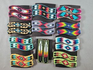 Native American Hopi Made Beaded Barrettes--Curved
