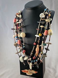 Native American Navajo Made Five-Strand Treasure Necklace--Vintage 