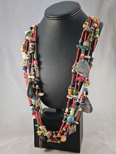 Native American Navajo Made Five-Strand Treasure Necklace--Vintage 