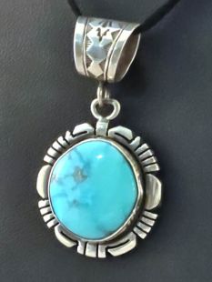 Native American Navajo Made Pendant with Turquoise