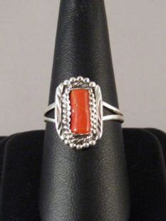 Native American Navajo Made Ring with Coral