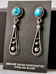 Native American Navajo Made Earrings with Turquoise 