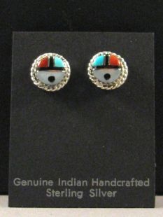 Native American Zuni Made Earrings with Sunface (Zia)