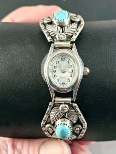 1970s Native American Navajo Made Ladies Watch with Turquoise