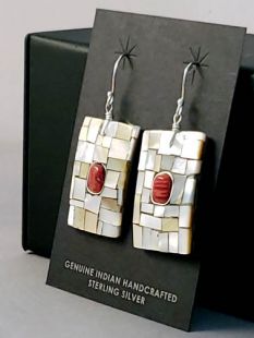 Native American Santo Domingo Made Multistone Earrings on Cottonwood
