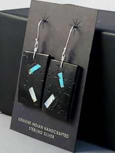 Native American Santo Domingo Made Multistone Earrings on Cottonwood