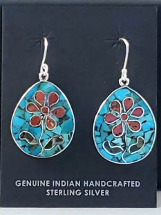 Native American Santo Domingo Made Multistone Earrings 