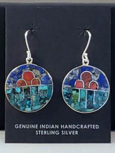 Native American Santo Domingo Made Multistone Earrings with Raincloud