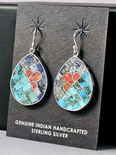 Native American Santo Domingo Made Multistone Earrings with Raincloud