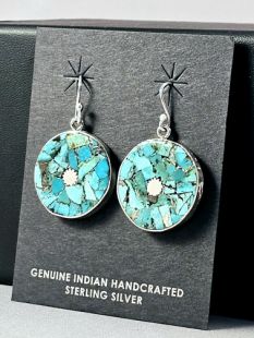 Native American Santo Domingo Made Turquoise Earrings 