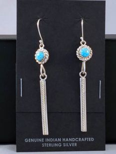 Native American Santo Domingo Made Turquoise Earrings 